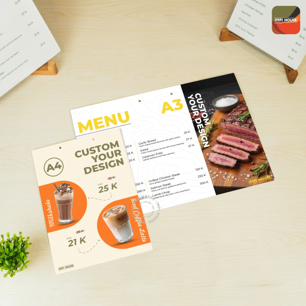 Cetak Menu Qris Cafe Resto Art Paper Laminasi Doff - INPI HOUSE
