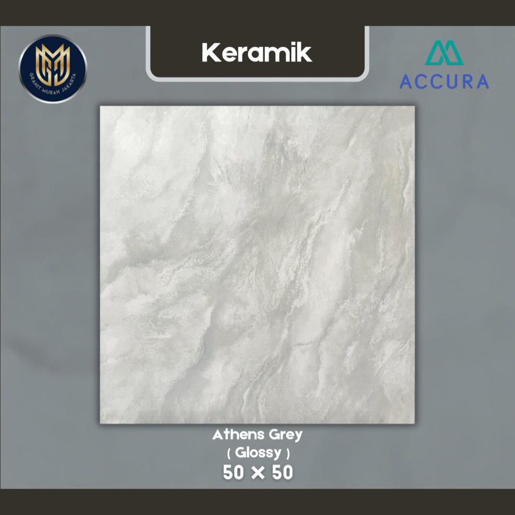 keramik lantai 50x50 athens grey glossy - mulia accura