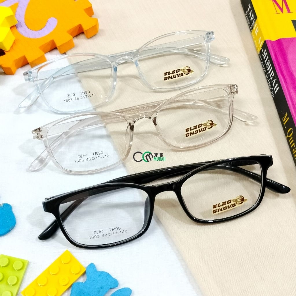Frame kacamata kotak kecil cowok cewek lentur elastis ringan Elzo Ghava 1803