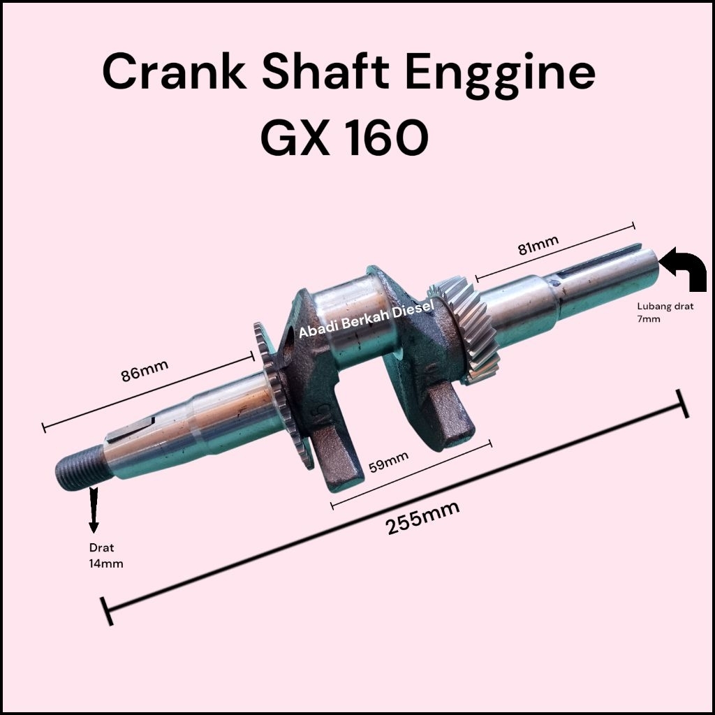 Crank Shaft Enggine GX 160 Kruk As Mesin Penggerak GX 160