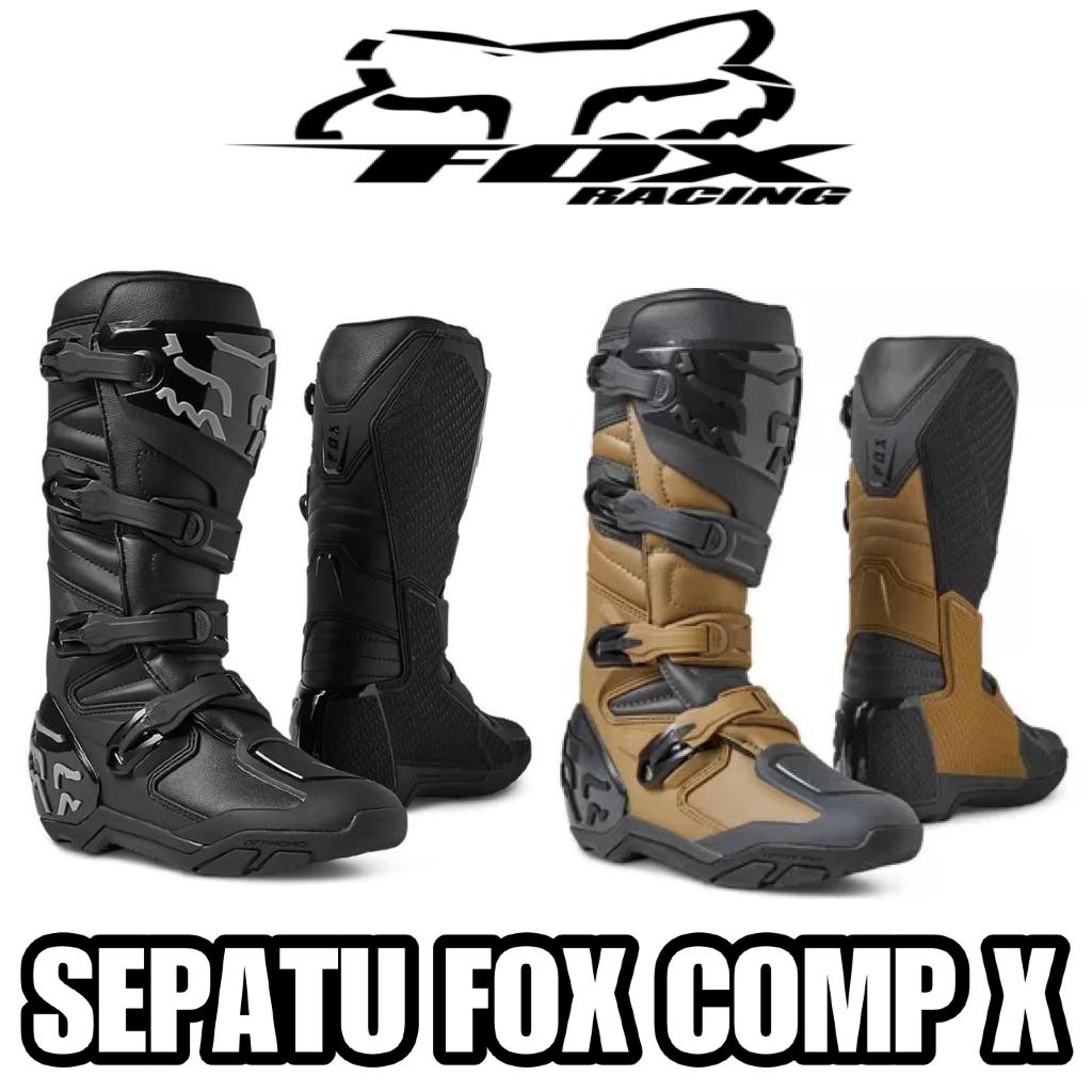 Sepatu Boot Trail Fox Racing Comp X Original - Adventure Enduro Motocross Boots Khaki/Black