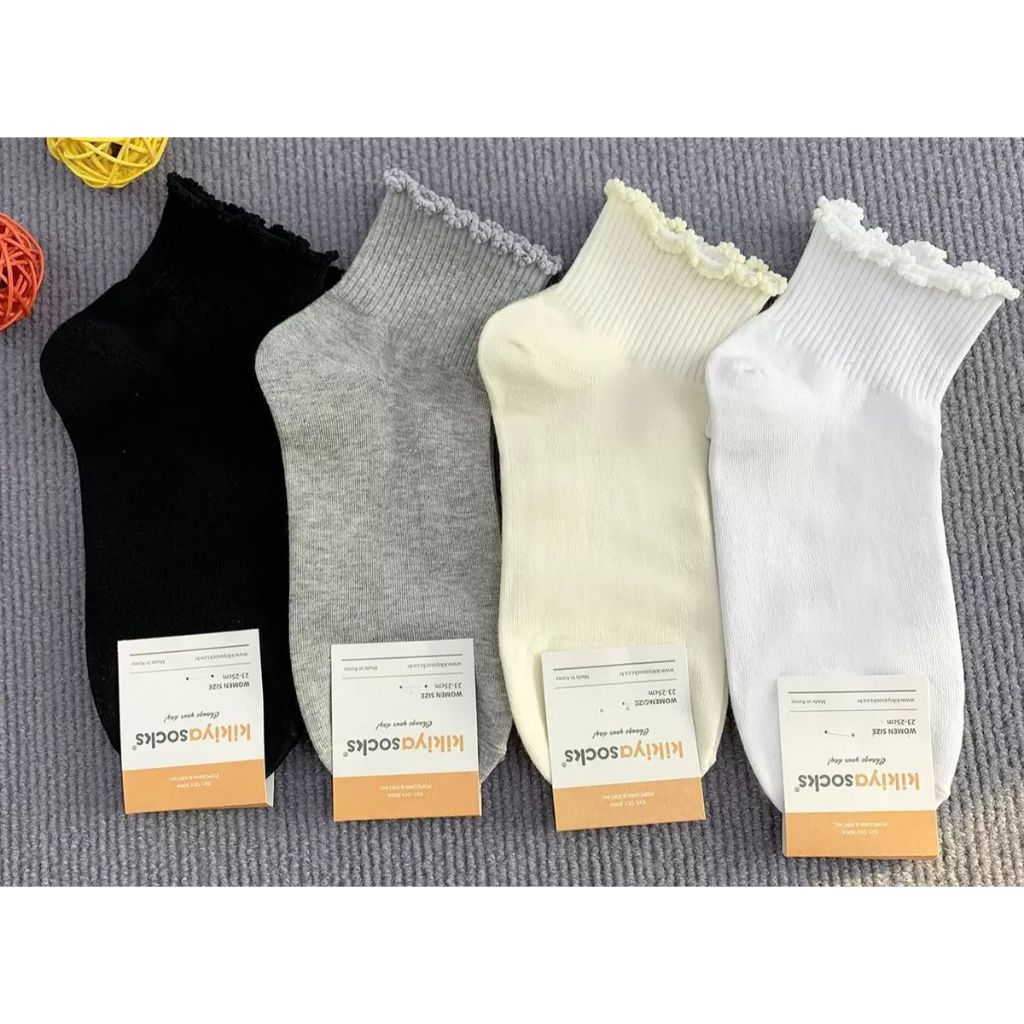 alltoogood KAOS KAKI KOREA PREMIUM  - RUFFLE BLOOM SOCK - Women & Men Korean Knit Sock - Kaos Kaki I
