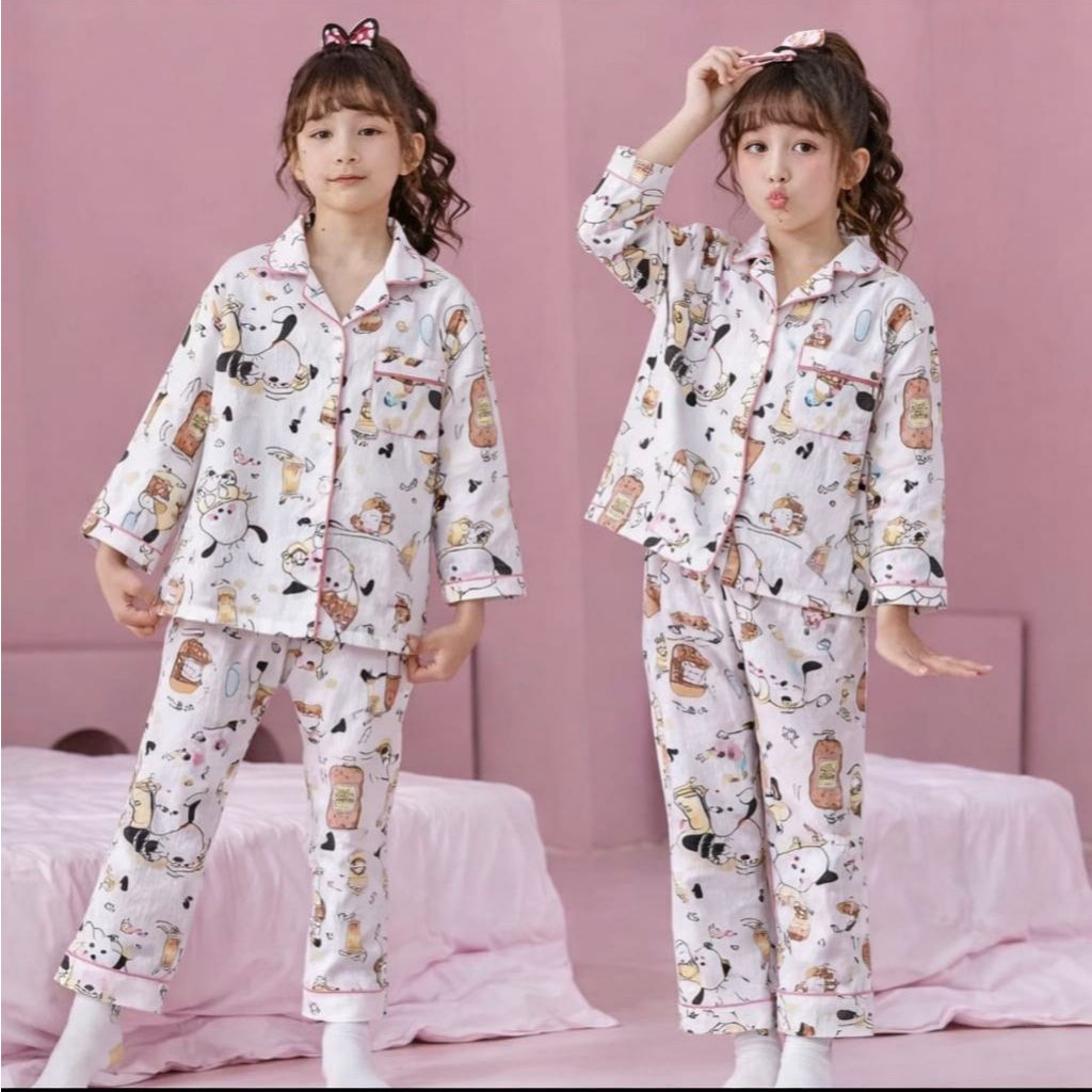 BAJU TIDUR PIYAMA PP 11 KAOS CRINKLE ANAK BALITA REMAJA TANGGUNG 4-15TAHUN KATUN IMPORT BERKUALITAS 