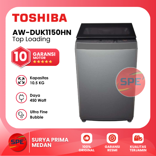 MESIN CUCI TOP LOADING TOSHIBA KAPASITAS 10.5 KG AW-DUK1150HN / AWDUK1150HN GARANSI RESMI (MEDAN)