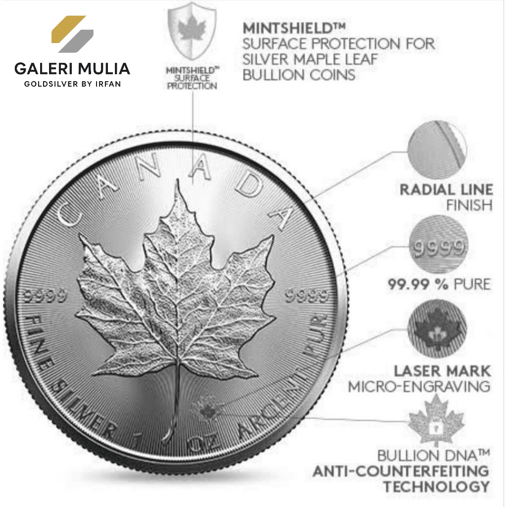 Koin Perak Silver Maple Canada | Silver Coin | Silver Coin 1 OZ Canadian Marple Mixed Year