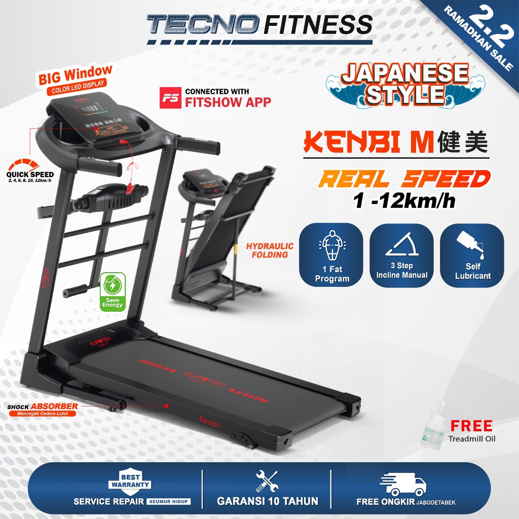 SUPOTSU Kenbi Treadmill Listrik Treadmill Portable Treadmill Multifungsi Treadmil Lipat Treadmill El