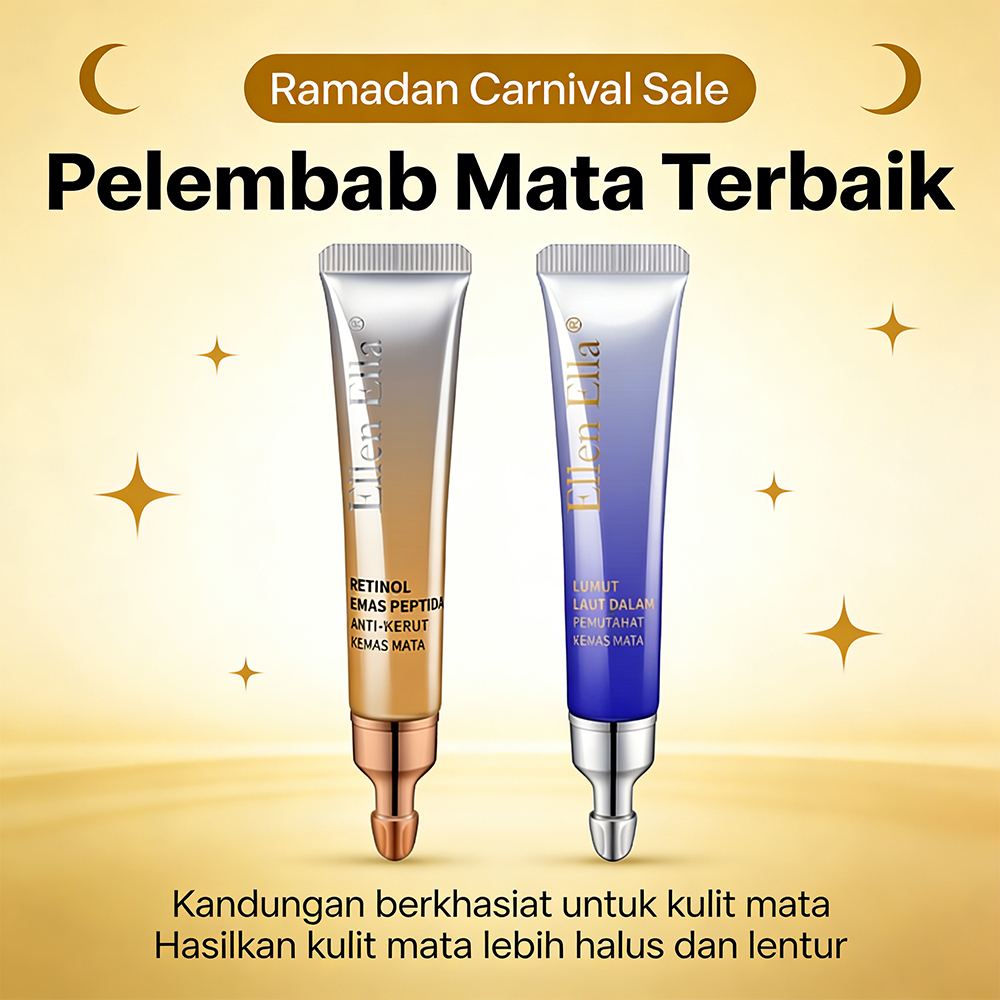 [BPOM] ELLEN ELLA Retinol Gold Peptide Eye Cream 20g Krim Mata Anti Kerut Menghaluskan Kulit Perawat