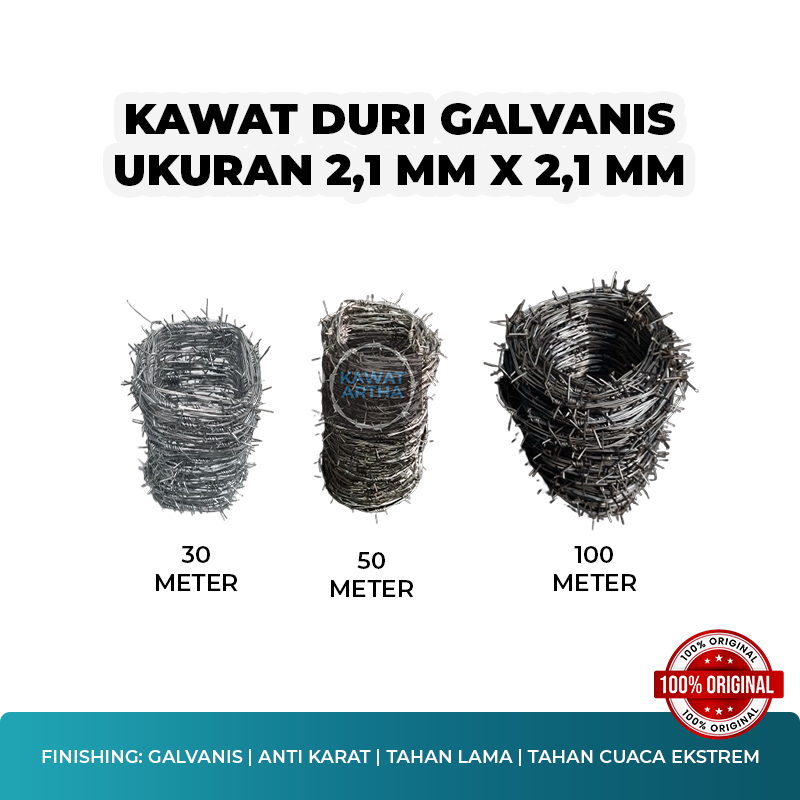 KAWAT DURI GALVANIS (ANTI KARAT) 2,1 MM x 2,1 MM | ORIGINAL
