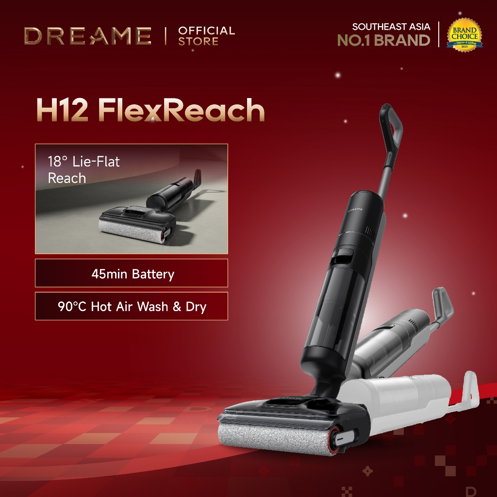 Dreame H12 FlexReach Wet Dry Vacuum | 18,000Pa Suction, 90°C Self-Clean, Hair Detangle Tech, Edge-To
