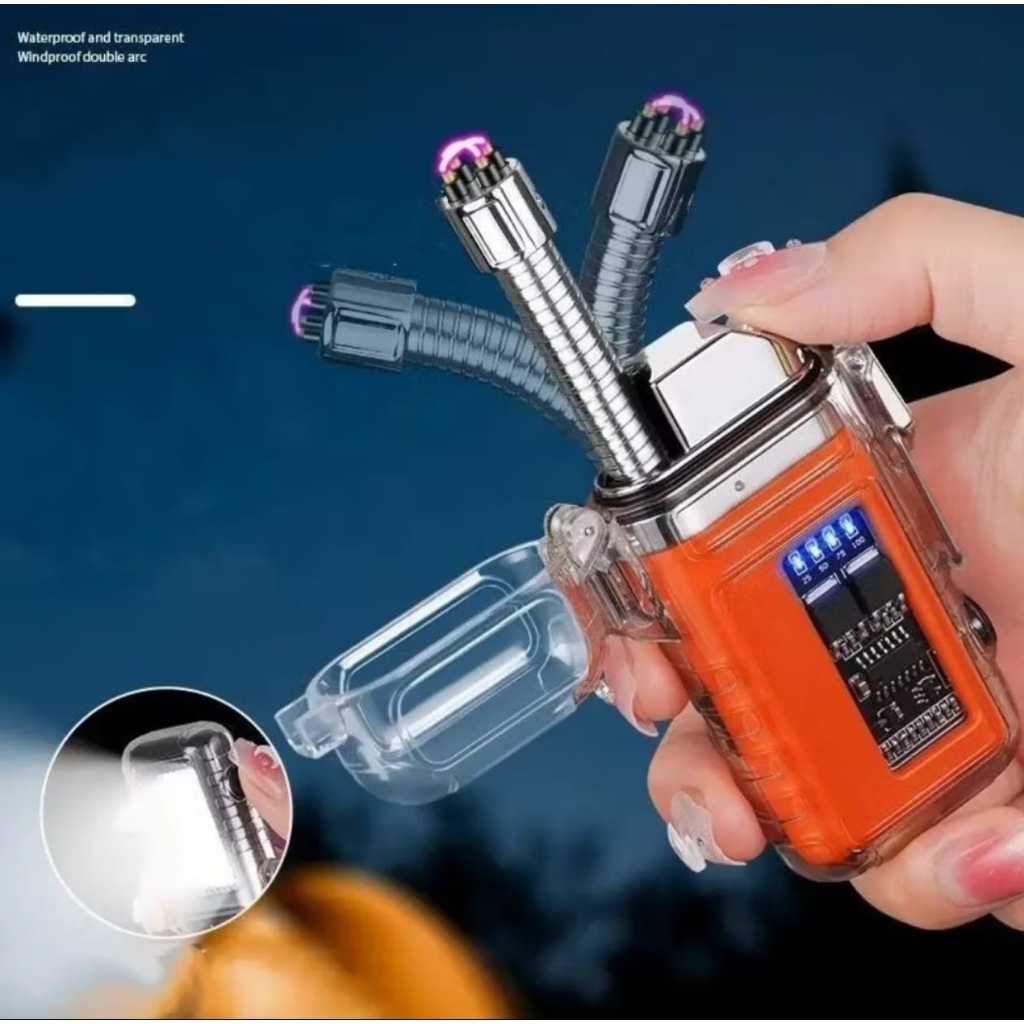 NoonaMancis Korek Api Elektrik Plasma Zc129 X 4 Tungku Bisa Diredam + Senter