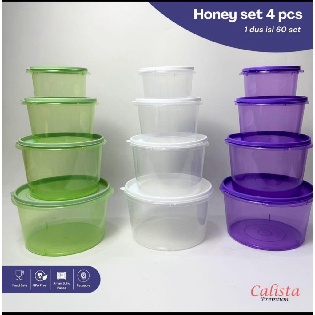 Toples Calista Honey 4 Pcs Toples Kue Set 4in1 Toples Kue Kerong Tempat Penyimpan Makanan