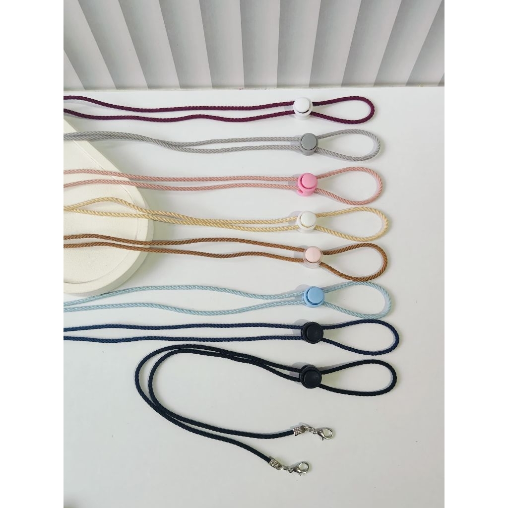 Tali Masker/Tali Boba Dan Ulir 60cm/Strap Masker Wanita/Tali Masker Pria/Kalung Masker Anak