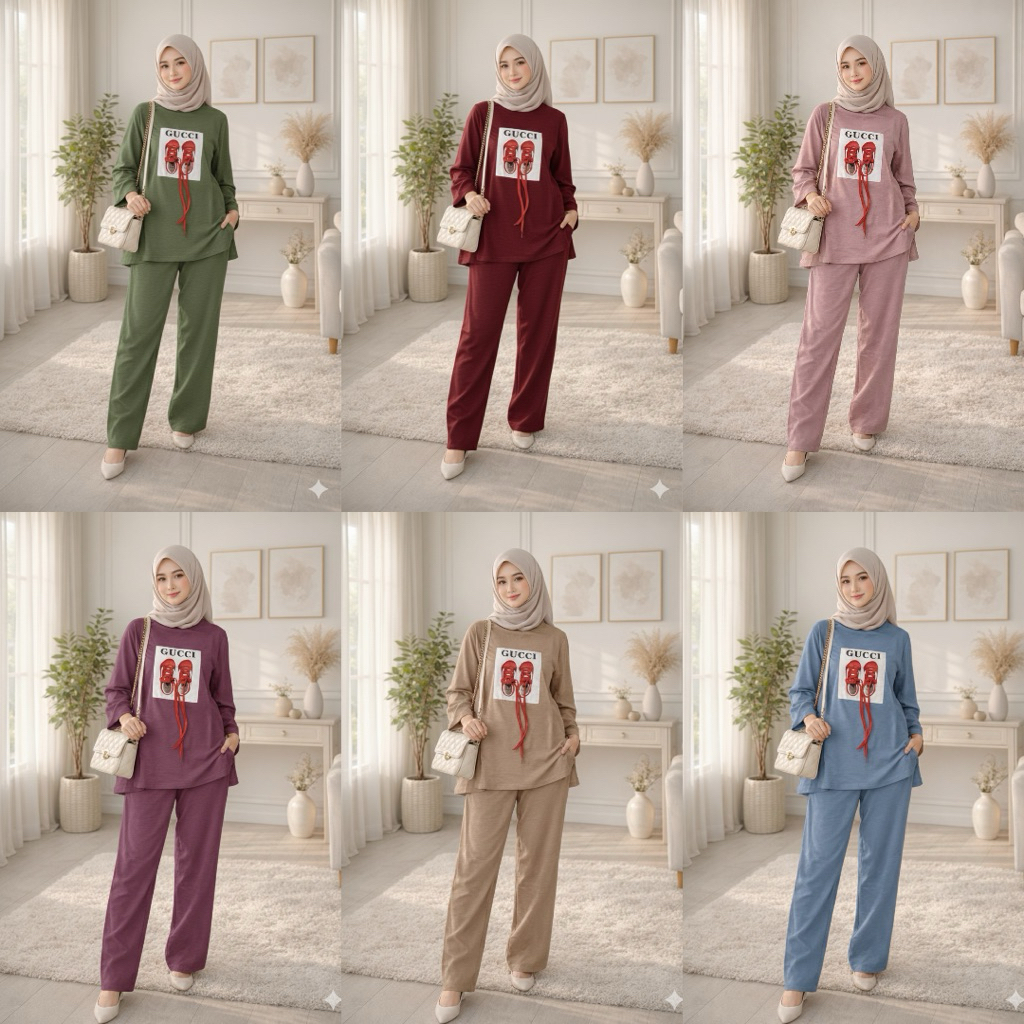 Oneset crinkle sablon | setelan celana crinkle sablon | setcel crinkle | blouse crinkle | oneset pol