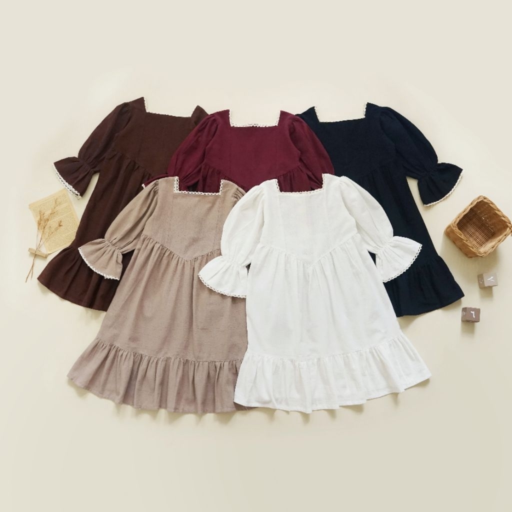 Elrasyakids || Elzafira Vintage Dress || Linen Dress || Gamis Linen Anak || Dress Anak perempuan Lin