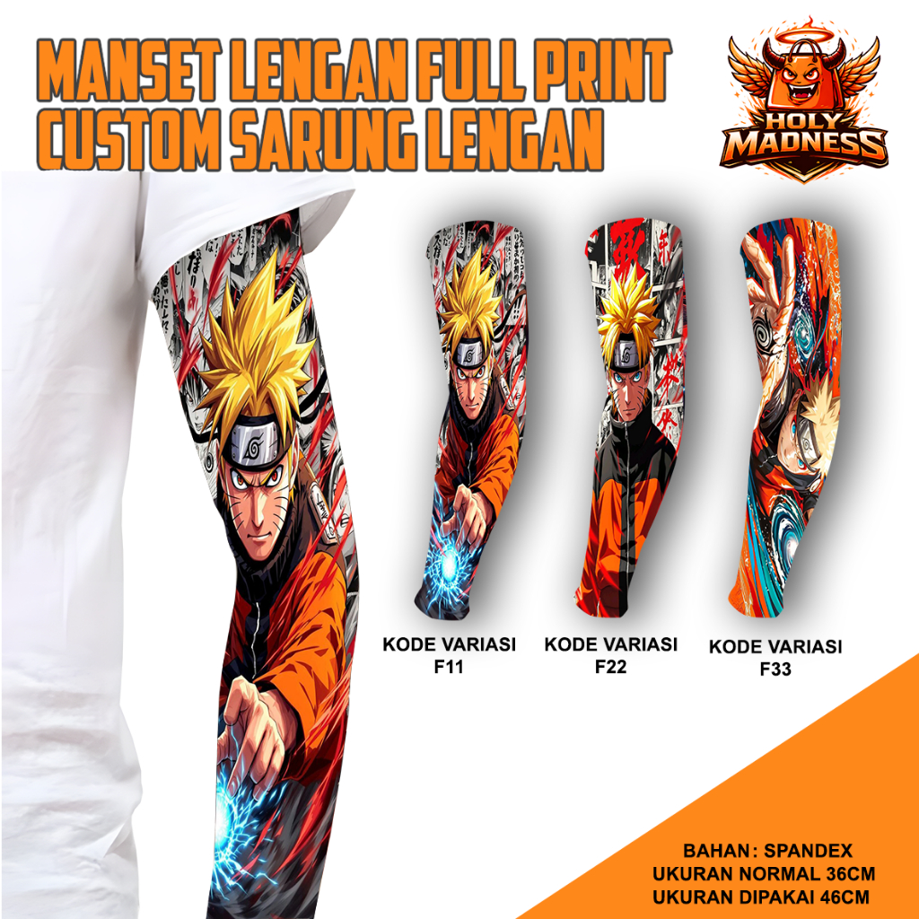 SARUNG LENGAN MANSET ANIME NARUTO MOTIF FULL PRINT UNISEX PRIA WANITA