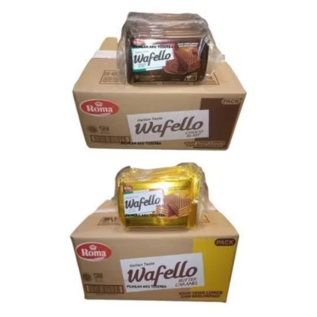 1 dus isi 60 pcs wafello wafer renceng 2000 rasa coklat/karamel/krim durian harga murah grosir