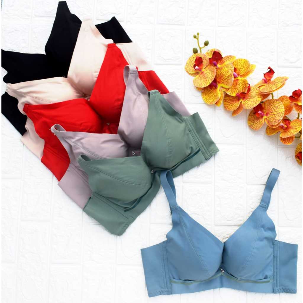 BBL 136 BH Premium Busa Super Tebal BRA Pushup Berkawat Penutup Samping Lebar Kait 4 Cup B Polos Sea