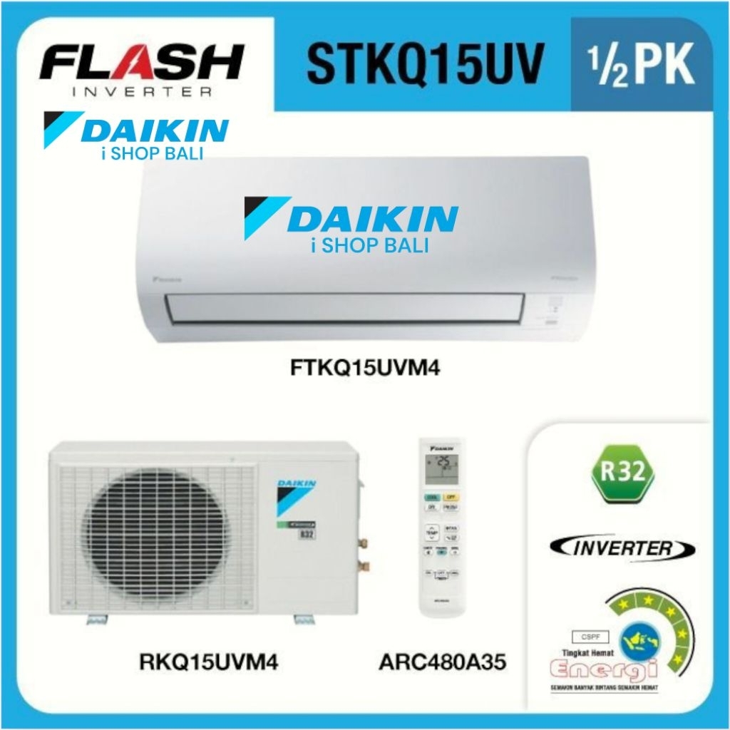Ac Daikin Thailand Flash Inverter 1/2 Pk FTKQ15UV AC Daikin Thailand 1/2 Pk STKQ15UV