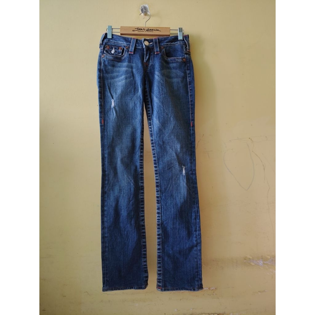 (Celana Branded) True Religion Women'n Billy Blue Ripped Denim Jeans USA Made
