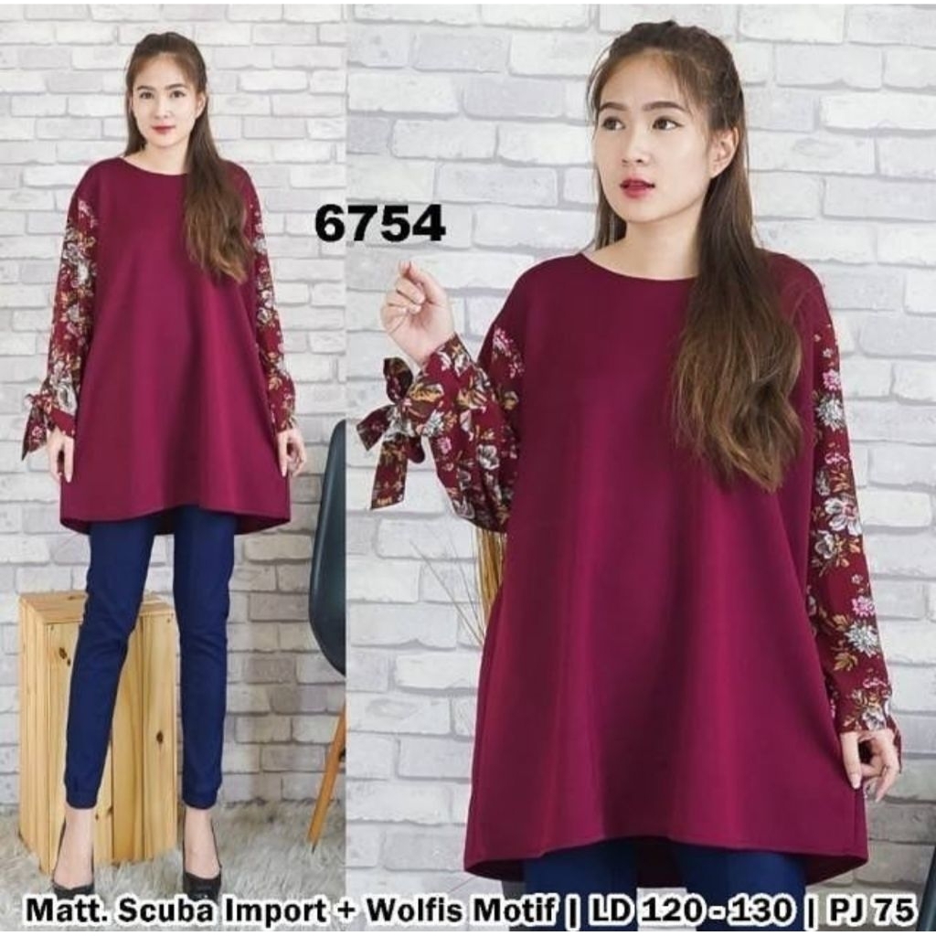 [NEW] Atasan Wanita Big Size | Blouse Wanita Scuba | Blouse wanita dewasa Jumbo | Tunik wanita dewas