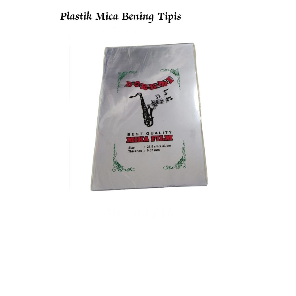 Plastik Mika Bening Tipis Folio 0.07 mm / Bks ( 100 Lbr )