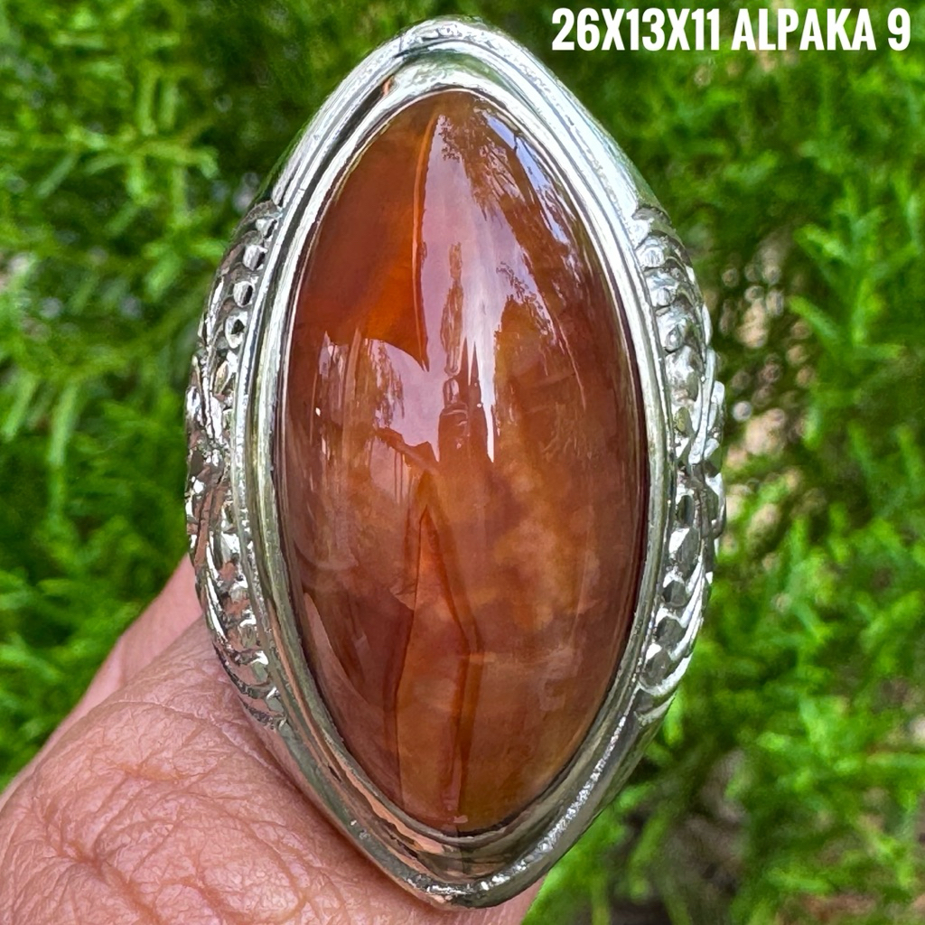 Cincin Batu Akik Natural Pandan Nanas (Asli Alam)