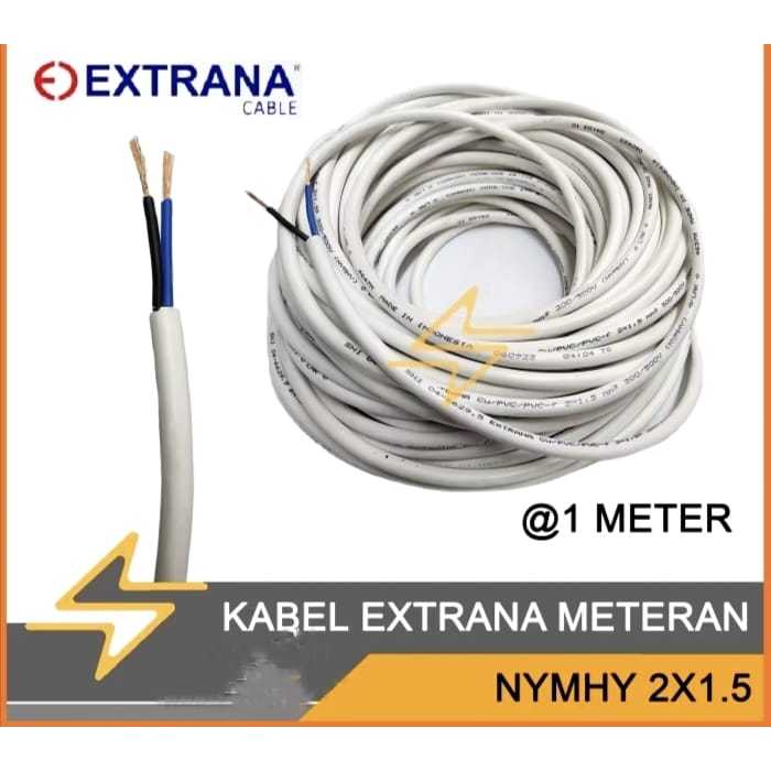 Extrana Kabel NYMHY 2x1.5mm Meter 2x1.5mm isi 2 Nymhy 2x1.5mm Meteran