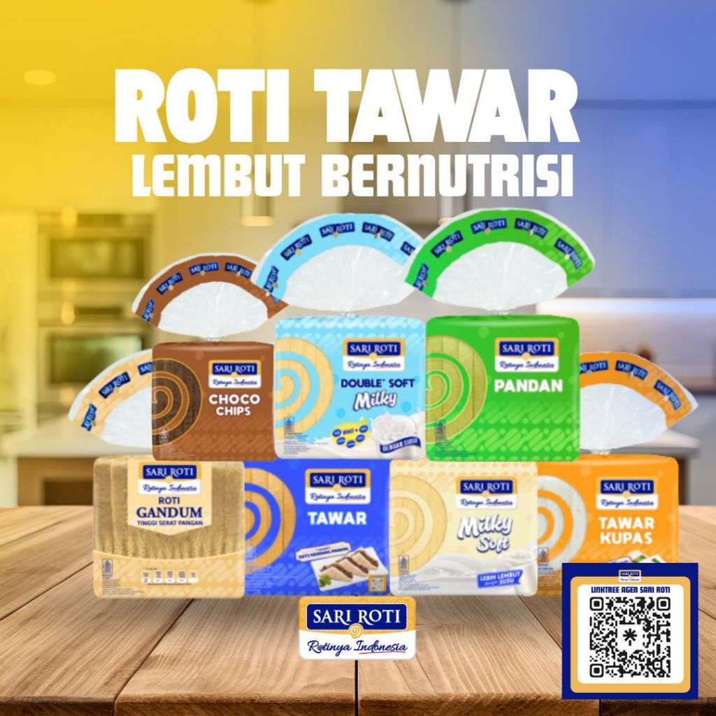 Sari Roti - Roti Tawar Spesial / Gandum / Double Soft / Kupas - Fresh Setiap Hari Lembut & Bernutris
