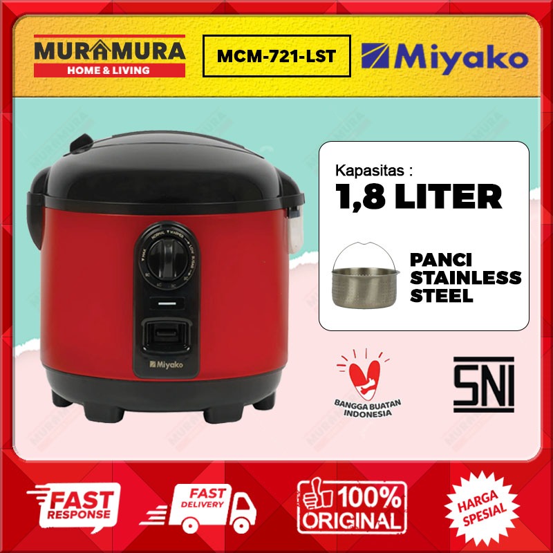 MIYAKO MCM-721-LST Rice Cooker Low Sugar Low Carbo 1,8 Liter 5in1 Rendah Gula