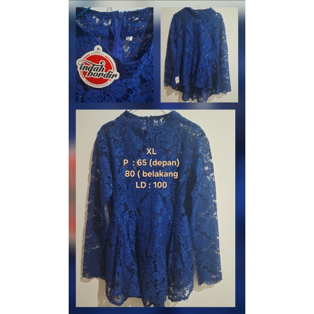 [PRELOVED] KEBAYA BRUKAT BIRU DONGKER NAVY
