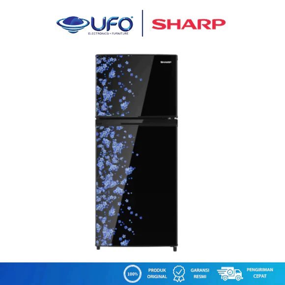 Sharp Kulkas 2 Pintu 172 Liter SHINE Magne Glass Sakura SJ195MDSB | SJ195MDSY