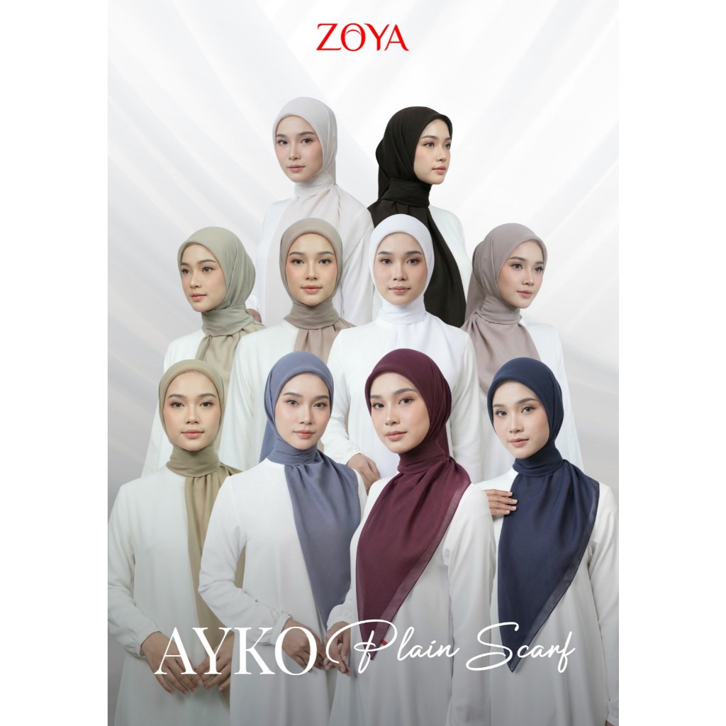 Zoya - Ayko Scarf - Kerudung Hijab Segi Empat Polos - Bahan Paris zoya baltos