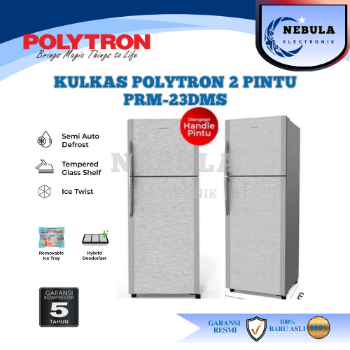 KULKAS POLYTRON 2 PINTU NO FROST PRM-23DMS/POLYTRON KULKAS 2 PINTU PRM-23DMS