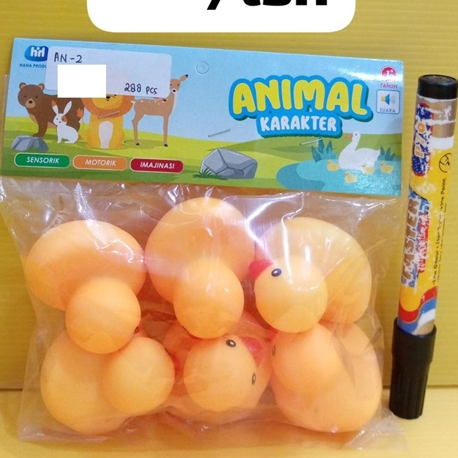 Mainan bebek pencet bunyi / mainan bayi /  mainan bebek berbunyi warna warni - kuning AN2