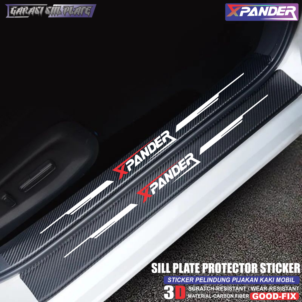 Stiker Sill Plate/Pijakan Pintu Mobil XPANDER 9PCS CARBON FIBER 3D,ANTI GORESAN,TAHAN LAMA
