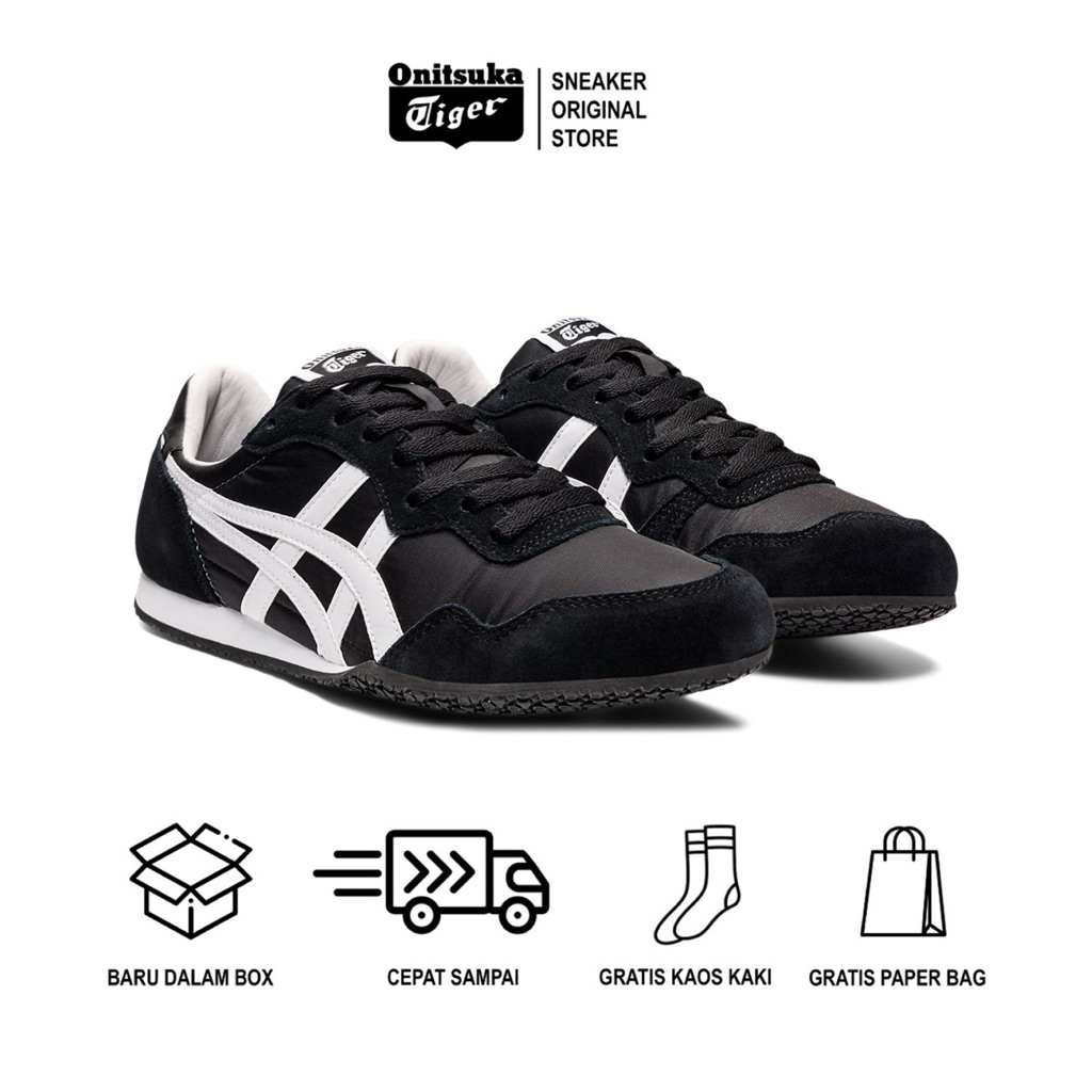 Sepatu Sneakers Onitsuka Tiger Serano Black White /Sepatu Pria /Sepatu Pria