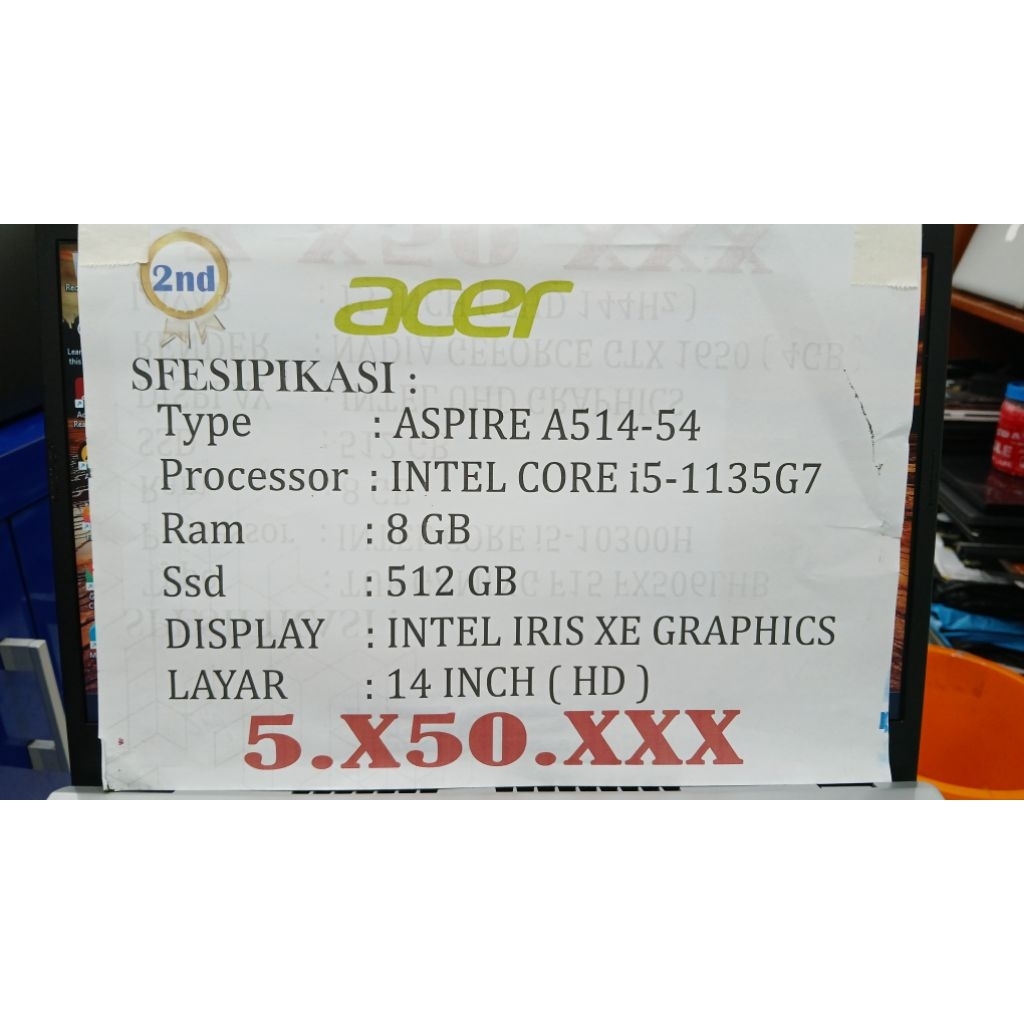 [PROMO RAMADHAN]  ACER ASPIRE A514-54 INTEL CORE i5-1135G7 8/512