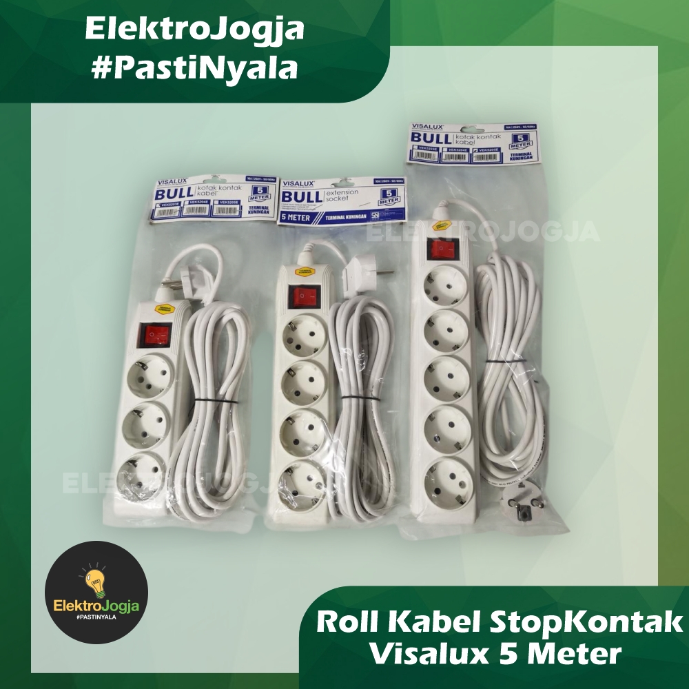 Roll Kabel StopKontak Visalux 5 Meter | Visalux Kabel Extension Bull
