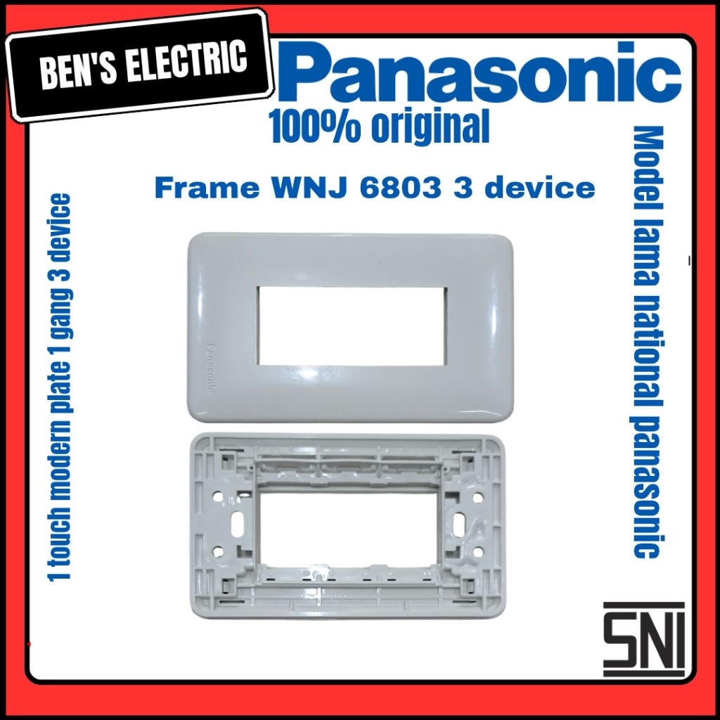 Panasonic Frame Saklar national model lama WNJ 6803 3 Gang Original SNI Cover Switch