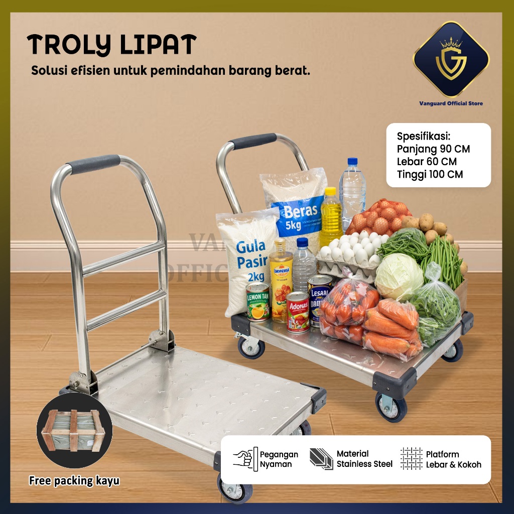 Troli Angkut Barang Serbaguna Awet INCLUDE PACKING KAYU | Trolly Gudang Serbaguna Kapasitas Besar Hi
