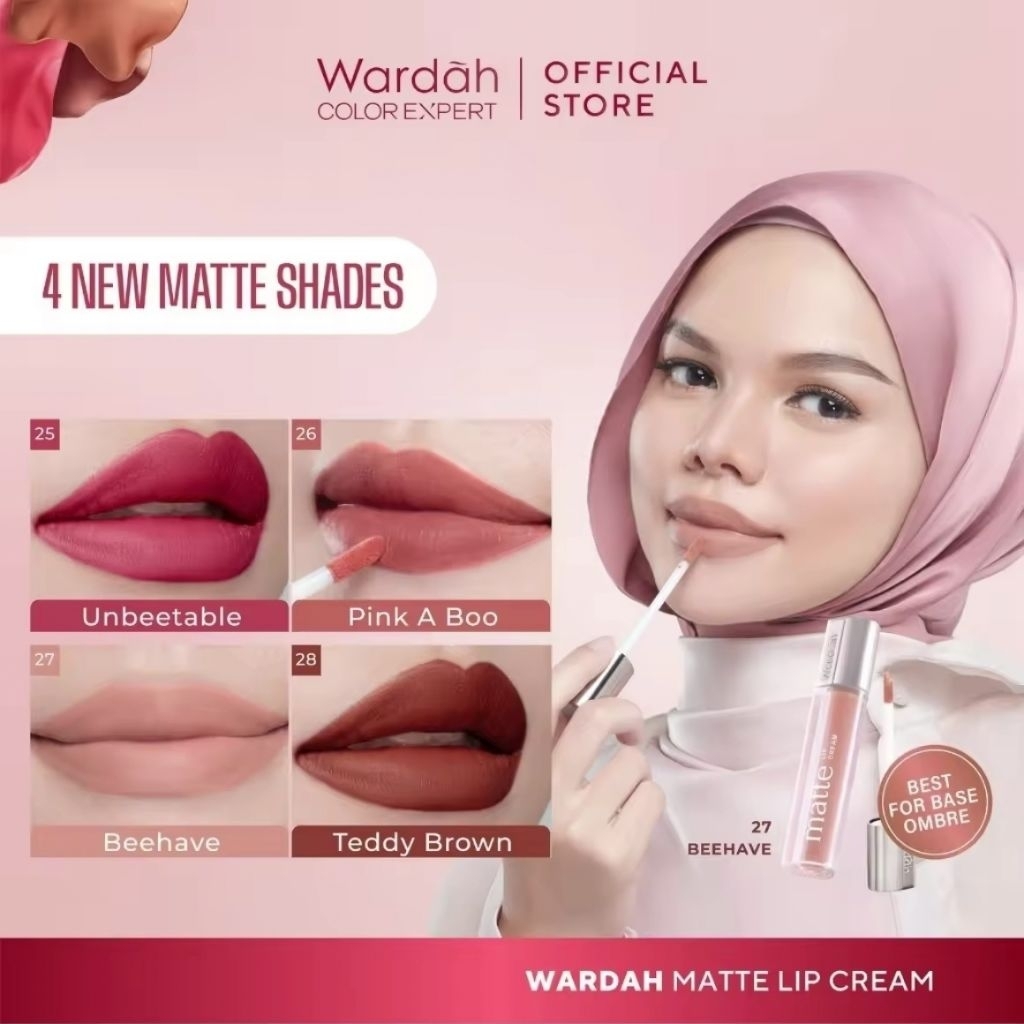WARDAH Matte Lip Cream / Lipstik Warna Intense / Lip Cream Tahan Lama / Lipstick Matte Finish / Pewa
