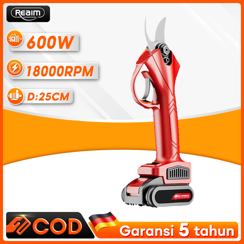 REAIM Gunting Dahan Elektrik Cordless Brushless 388V Gunting Kebun Pemangkas Ranting & Dahan