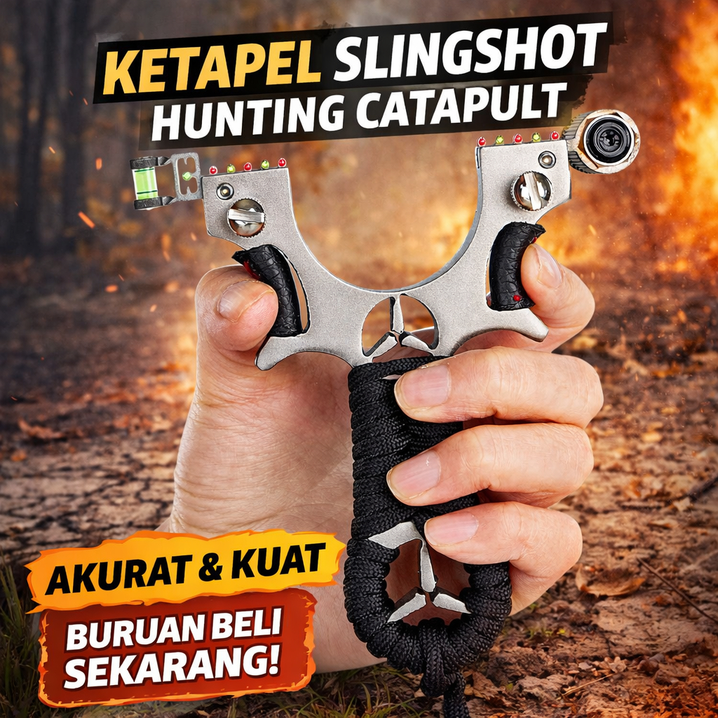 Ketapel Slingshot Stainless Steel Laser Akurat Kuat Katapel Berburu Hunting Profesional Tahan Lama M