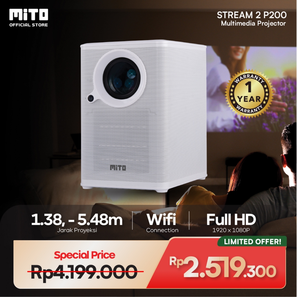 MITO Multimedia Projector Stream 2 P200 | Smart Projector