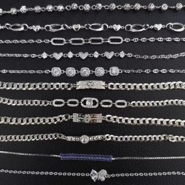 Gelang Rantai Perak 925 Lapis Emas Putih - Anti Karat - Perhiasan Anak/Dws/Remaja