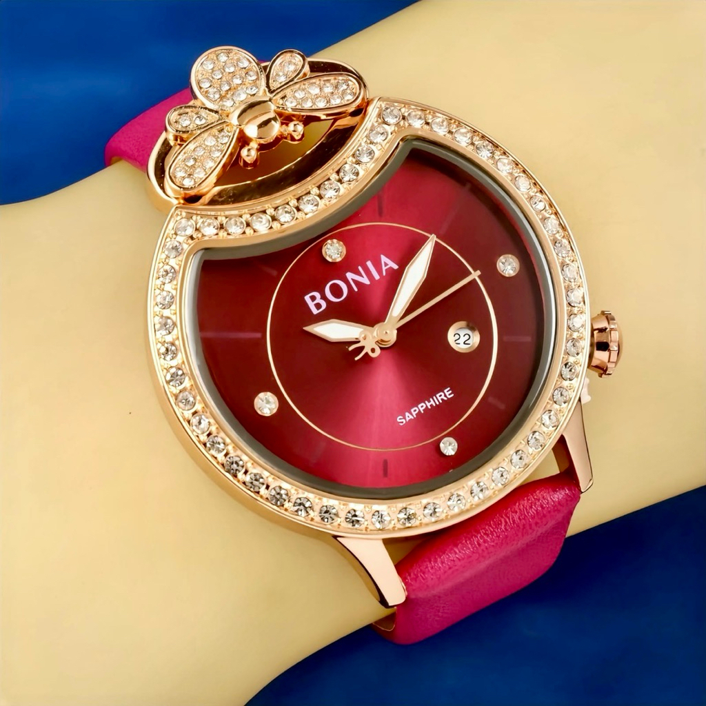 BONIA BNB10861 JAM TANGAN WANITA MAHKOTA DIAMONDS TALI KULIT (NEW ARIVVAL)