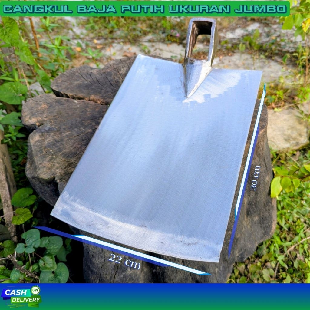 Cangkul Pacul Blitar Baja Putih Asli Ukuran JUMBO Lebar Cangkul Sawah Kebun Anti Lengket Cap Garpu