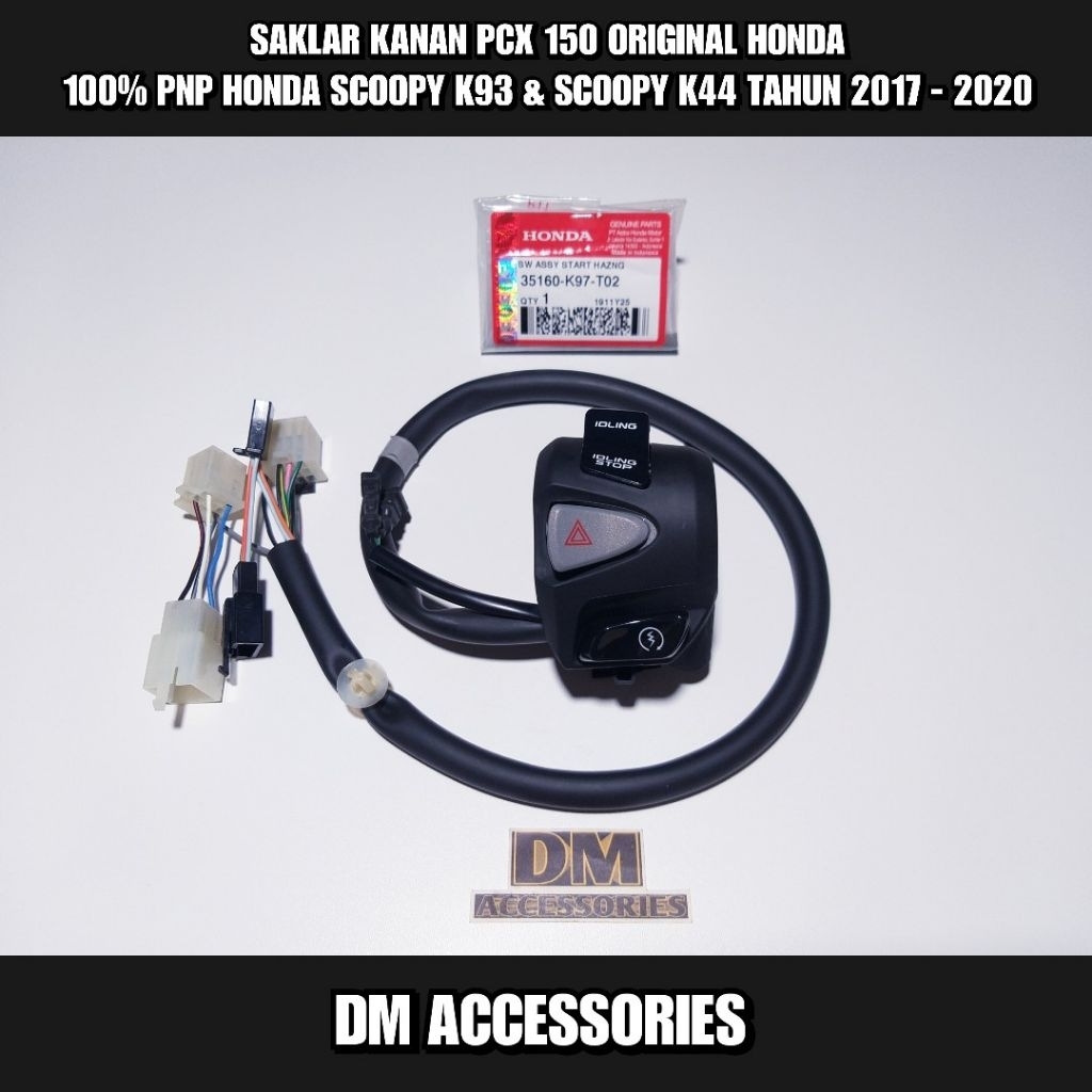 SAKLAR KANAN PCX 150 ORIGINAL HONDA 100% PNP SCOOPY K93 & SCOOPY K44 TAHUN 2017 - 2020