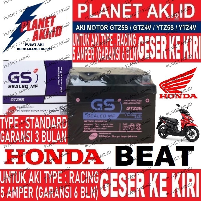 Aki Motor Honda Beat Pop GTZ5S Accu Kering MF