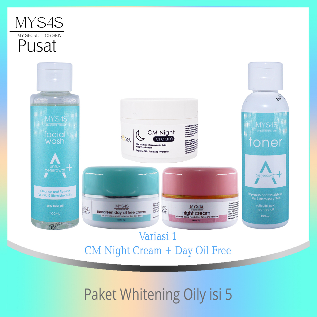 MYSAS Skincare Paket Whitening Oily isi 5